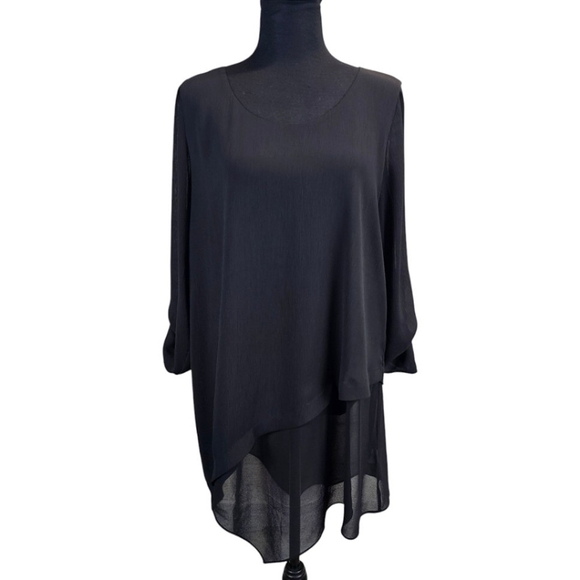 Soft Surroundings Womens Asymmectrical Hem Tunic Medium Black Minimalist Fairy - Picture 1 of 14